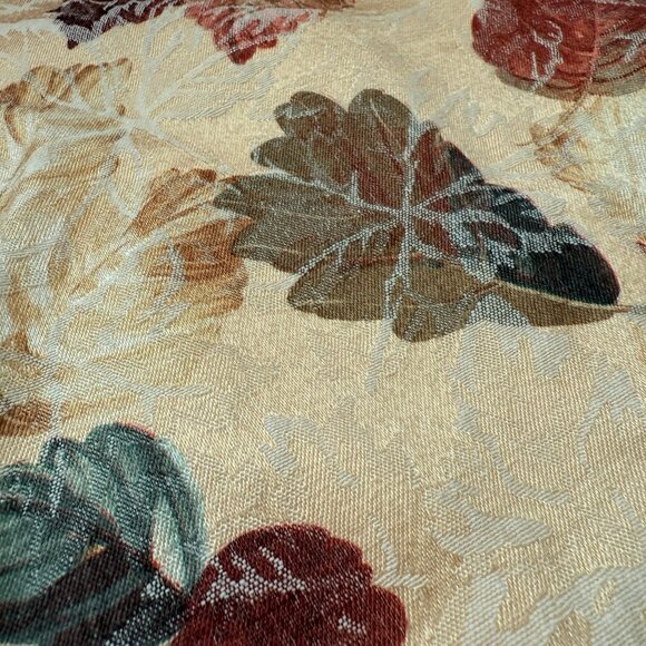 Vintage Damask Jacquard Tablecloth Fall Thanksgiving Leaves Harvest  96x56” - Picture 5 of 7